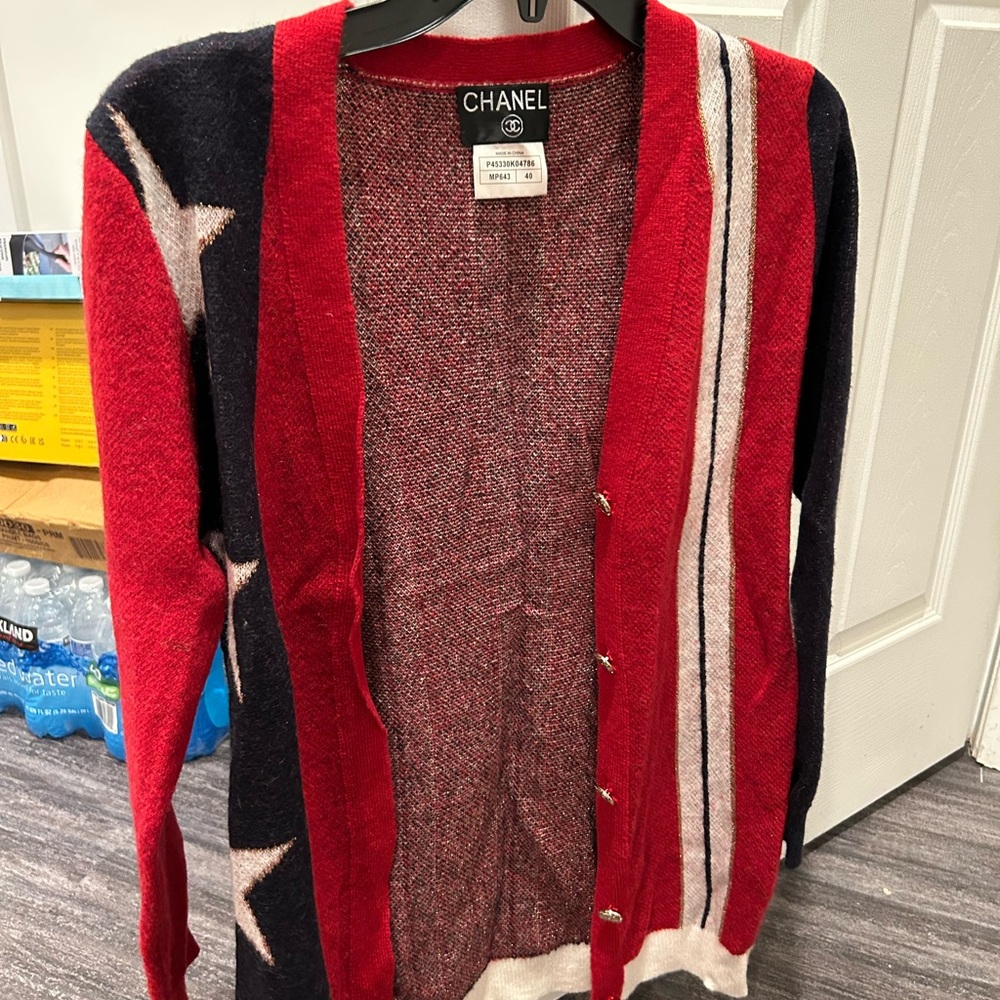 Navy and Scarlet Star Cardigan